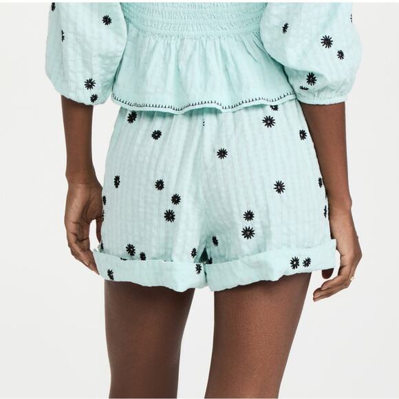 TANYA TAYLOR Flora Shorts Sunburst Araucana Multi Blue Elastic Waist Large NEW - Picture 4 of 8